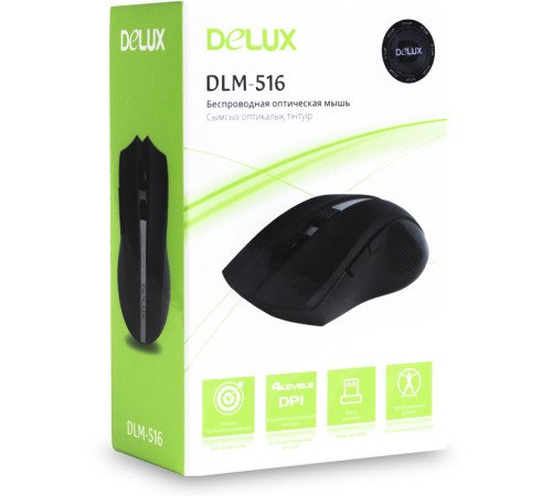 Мышь беспроводная Delux DLM-516OGO, черная