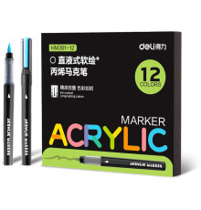 Набор акриловых маркеров Deli HM361, универсальные, 12 цветов