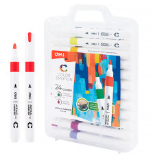 Набор акриловых маркеров Deli "Color Emotion" C191, универсальные, 24 цвета