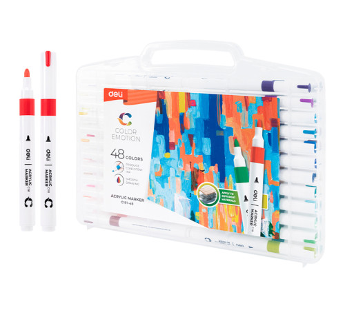 Набор акриловых маркеров Deli "Color Emotion" C191, универсальные, 48 цветов
