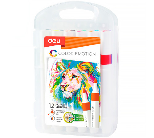 Набор акриловых маркеров Deli "Color Emotion", универсальные, 12 цветов