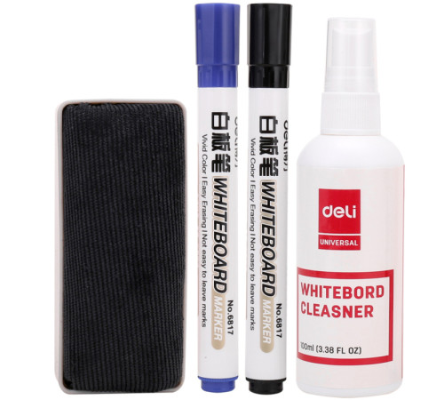 Набор DELI для маркерной доски: жидкость, маркер 2 шт, губка