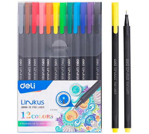 Набор файнлайнеров DELI "Linkus", 12 цветов