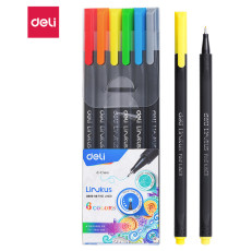 Набор файнлайнеров DELI "Linkus", 6 цветов