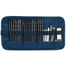 Набор карандашей для скетчинга DELI "Finenolo", 27 предметов в пенале-свитке