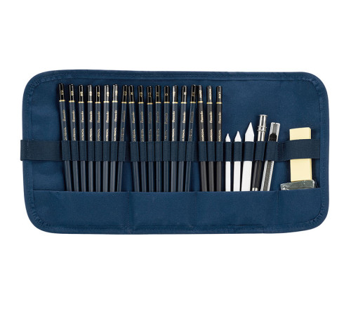 Набор карандашей для скетчинга DELI "Finenolo", 27 предметов в пенале-свитке