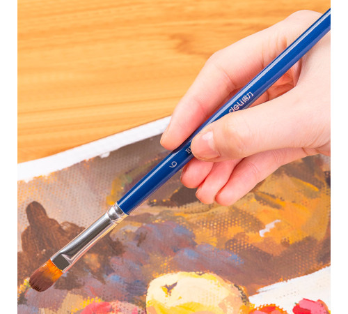 Набор кистей DELI для акварели и гуаши, нейлон, 6 штук в уп.,  №8, 6, 4