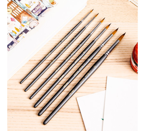 Набор кистей DELI "Arte Nuevo", нейлон 6 штуки в уп.,  №2, 4, 6, 8, 10, 12