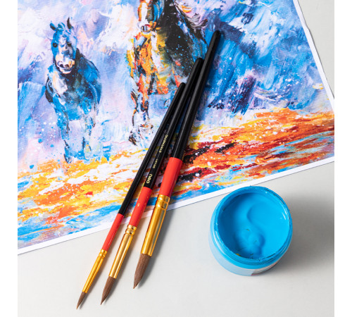 Набор кистей DELI "Color Emotion" для акварели и гуаши, 3 штуки в уп., Пони №2, 5, 8