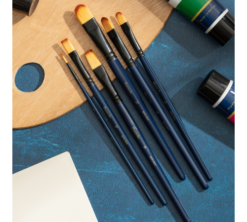 Набор кистей DELI "Finenolo", круглая №2, плоская №6,8, овальная №6,8,10, синтетика, 6 штук в уп.