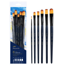 Набор кистей DELI "Finenolo", круглая №2, плоская №6,8, овальная №6,8,10, синтетика, 6 штук в уп.