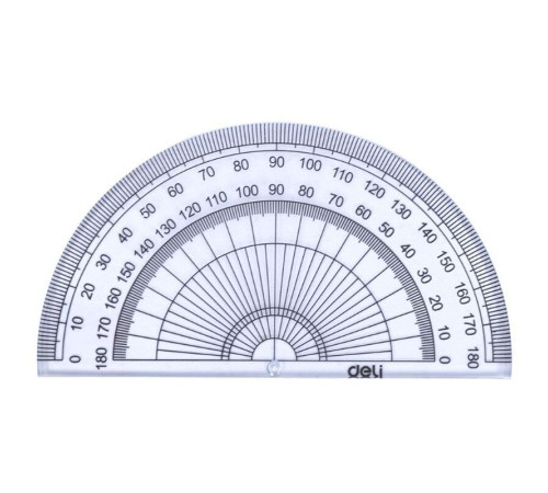 Набор линеек Deli (треугольник .2 шт, линейка 15 см,транспортир), прозрачный