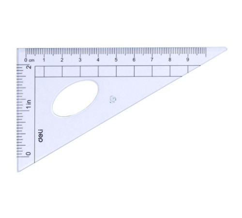 Набор линеек Deli (треугольник .2 шт, линейка 15 см,транспортир), прозрачный