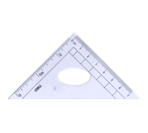 Набор линеек Deli (треугольник .2 шт, линейка 15 см,транспортир), прозрачный