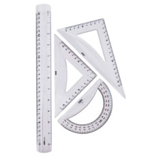 Набор линеек Deli (угольник .2 шт, линейка 30 см,транспортир)