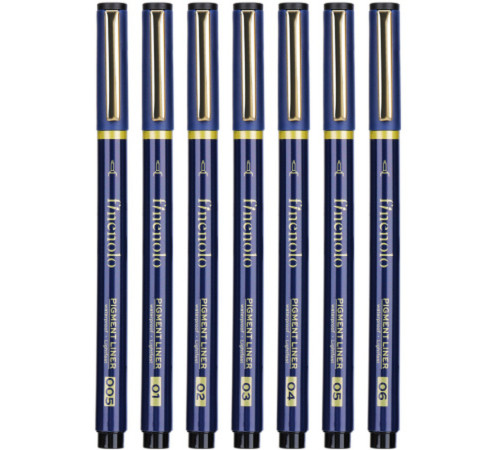 Набор линеров DELI "Finenolo", 0,05 мм - 0.6 мм, 7 штук в упаковке, черный