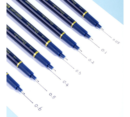 Набор линеров DELI "Finenolo", 0,05 мм - 0.6 мм, 7 штук в упаковке, черный