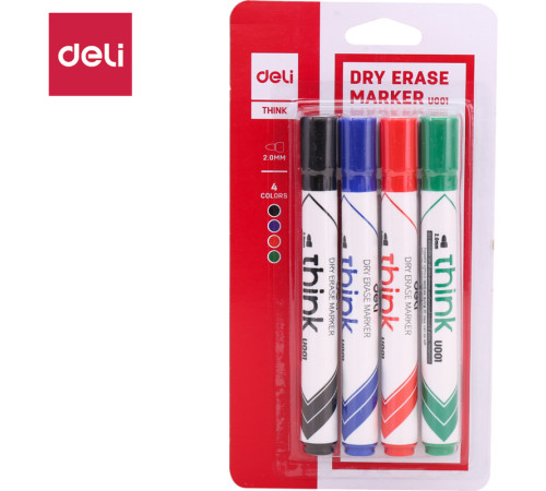 Набор маркеров для доски, DELI "EU00101", 4 цвета