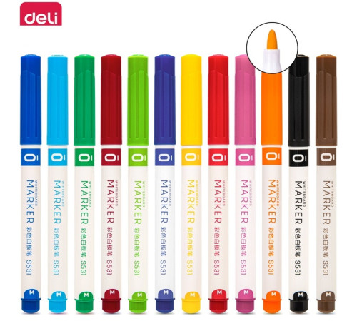 Набор маркеров для доски, DELI "S531", 12 цветов