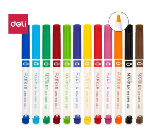 Набор маркеров для доски, DELI "S531", 12 цветов