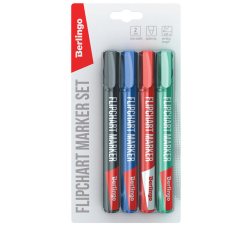 Набор маркеров для флипчарта Berlingo, 4 цвета