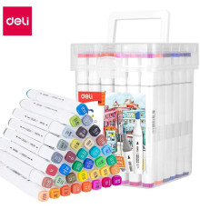 Набор маркеров для скетчинга DELI, двухсторонний 1/7 мм, 36 цветов, пластиковая коробка