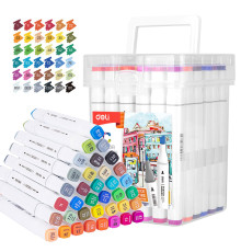 Набор маркеров для скетчинга DELI, двухсторонний 1/7 мм, 36 цветов, пластиковая коробка