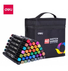 Набор маркеров для скетчинга DELI, двухсторонний 1/7 мм, 40 цветов