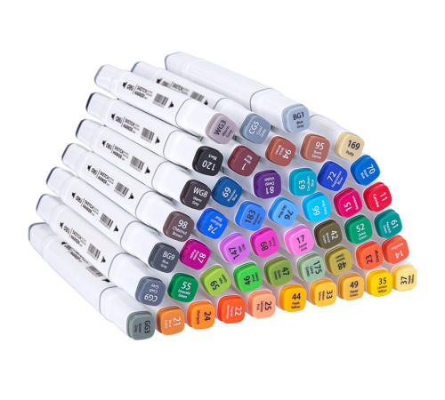 Набор маркеров для скетчинга DELI, двухсторонний 1/7 мм, 48 цветов, пластиковая коробка