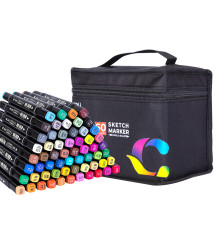 Набор маркеров для скетчинга DELI, двухсторонний 1/7 мм, 60 цветов