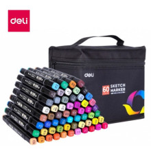 Набор маркеров для скетчинга DELI, двухсторонний 1/7 мм, 60 цветов