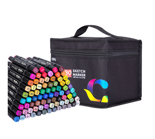 Набор маркеров для скетчинга DELI, двухсторонний 1/7 мм, 80 цветов