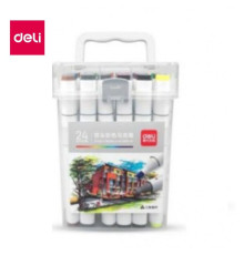 Набор маркеров для скетчинга DELI, двухсторонний 2/7 мм, 24 цвета