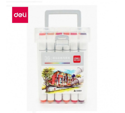 Набор маркеров для скетчинга DELI двухсторонний 2/7 мм, 36 цветов