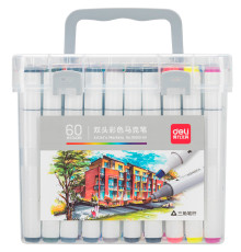 Набор маркеров для скетчинга DELI, двухсторонний 2/7 мм, 60 цветов