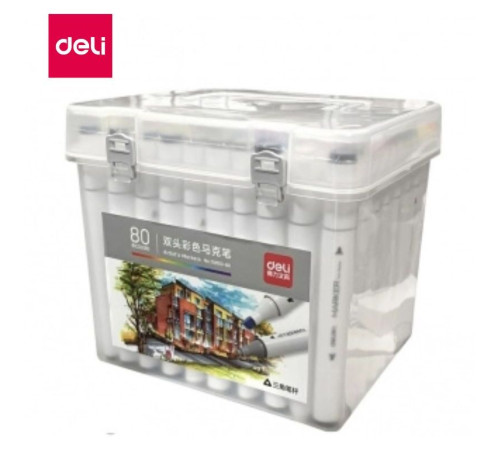 Набор маркеров для скетчинга DELI, двухсторонний 2/7 мм, 80 цветов