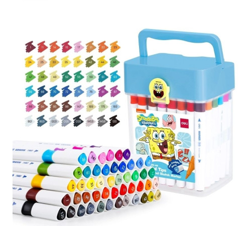 Набор маркеров для скетчинга DELI "SpongeBob", двухсторонний, 48 цветов