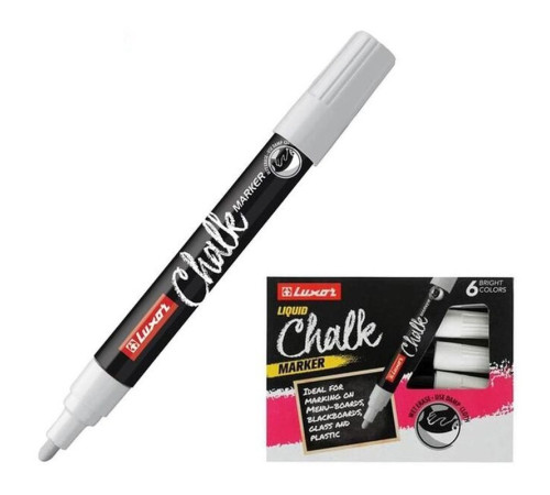 Набор меловых маркеров LUXOR "Liquid Chalk", 6 цветов