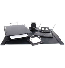 Набор настольный Delucci 6 предметов, черное дерево с текстурой под кожу