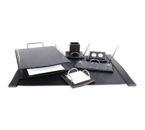 Набор настольный Delucci 6 предметов, черное дерево с текстурой под кожу