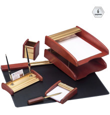 Набор настольный Delucci 6 предметов,  золотой/розовое дерево