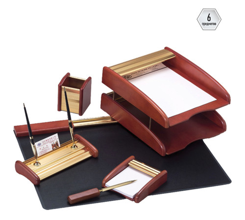 Набор настольный Delucci 6 предметов,  золотой/розовое дерево