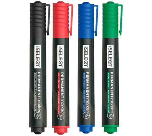 Набор перманентных маркеров DELI "i Select", 2 мм, 4 цвета