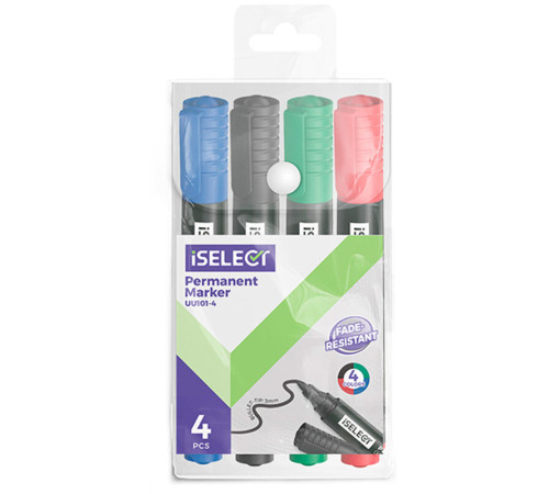Набор перманентных маркеров DELI "i Select", 2 мм, 4 цвета