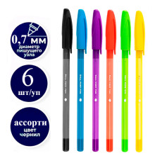 Набор шариковых ручек DELI "Q69" 6 штук, 6 цветов, 0,7 мм, европодвес