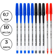 Набор шариковых ручек DELI "Think" Q4, 0,7 мм, 10 шт в еврподвесе, синяя, черная, красная