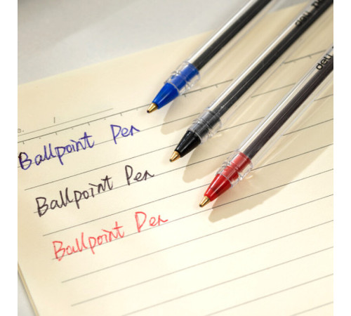 Набор шариковых ручек DELI "Think" Q4, 0,7 мм, 10 шт в еврподвесе, синяя, черная, красная