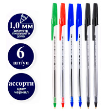Набор шариковых ручек DELI "Think" Q4, 1.0 мм, 4 цвета, 6 шт в еврподвесе