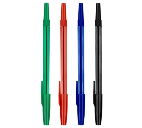 Набор шариковых ручек СТАММ "049", 4 цвета, 0,7 мм, европодвес