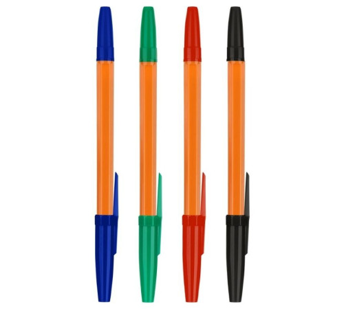 Набор шариковых ручек СТАММ "Оптима Orange", 4 цвета, 1 мм, европодвес